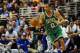 Apr 14, 2014; Philadelphia, PA, USA; Boston Celtics guard Avery Bradley (0) moves the ball upcourt during the second quarter of the game against the Philadelphia 76ers at Wells Fargo Center. Mandatory Credit: John Geliebter-USA TODAY Sports