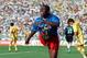 18 JUN 1994: FAUSTINO HERNAN ASPRILLA OF COLOMBIA IN ACTION DURING THE COLOMBIA V ROMANIA MATCH. ROMANIA DEFEATED COLOMBIA AT THE ROSE BOWL 3-1, IN LOS ANGELES, CALIFORNIA. Mandatory Credit: Stephen Dunn/ALLSPORT