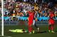 SAO PAULO, BRAZIL - JULY 01: (L-R) Diego Benaglio, Valon Behrami and Johan Djourou of Switzerland react after allowing a goal to Angel di Maria of Argentina (not pictured) in extra time during the 2014 FIFA World Cup Brazil Round of 16 match between Arge