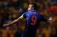 PORTO ALEGRE, BRAZIL - JUNE 18: Robin van Persie of the Netherlands celebrates scoring his team's second goal during the 2014 FIFA World Cup Brazil Group B match between Australia and Netherlands at Estadio Beira-Rio on June 18, 2014 in Porto Alegre, Bra