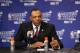 MEMPHIS, TN - MAY 25: Head Coach Lionel Hollins of the Memphis Grizzlies speaks during a press conference after loosing in Game Three of the Western Conference Finals between the San Antonio Spurs and the Memphis Grizzlies during the 2013 NBA Playoffs o