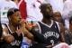 MIAMI, FL - MAY 14: Paul Pierce #34 and Kevin Garnett #2 of the Brooklyn Nets looks on during Game Five of the Eastern Conference Semifinals of the 2014 NBA Playoffs against the Miami Heat at American Airlines Arena on May 14, 2014 in Miami, Florida. NOTE