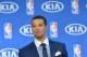 PHILADELPHIA, PA - MAY 5: Michael Carter-Williams of the Philadelphia 76ers speaks to the media for being named the 2013-14 Kia NBA Rookie of the Year at the Philadelphia College of Osteopathic Medicine on May 5, 2014 in Philadelphia, Pennsylvania. NOTE T