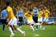 RIO DE JANEIRO, BRAZIL - JUNE 28: James Rodriguez of Colombia shoots and scoores his team's first goal during the 2014 FIFA World Cup Brazil round of 16 match between Colombia and Uruguay at Maracana on June 28, 2014 in Rio de Janeiro, Brazil. (Photo by