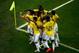 RIO DE JANEIRO, BRAZIL - JUNE 28: James Rodriguez of Colombia celebrates scoring his team's second goal and his second of the game with teammates during the 2014 FIFA World Cup Brazil round of 16 match between Colombia and Uruguay at Maracana on June 28,