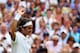 LONDON, ENGLAND - JULY 02: Roger Federer of Switzerland celebrates after winning his Gentlemen's Singles quarter-final match against Stan Wawrinka of Switzerland on day nine of the Wimbledon Lawn Tennis Championships at the All England Lawn Tennis and Cr