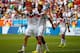 SALVADOR, BRAZIL - JUNE 16: Thomas Mueller of Germany (L) celebrates scoring his team's fourth goal and completing his hat trick with Sami Khedira during the 2014 FIFA World Cup Brazil Group G match between Germany and Portugal at Arena Fonte Nova on Jun