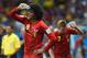 SALVADOR, BRAZIL - JULY 01: Marouane Fellaini of Belgium takes on fluids during the 2014 FIFA World Cup Brazil Round of 16 match between Belgium and the United States at Arena Fonte Nova on July 1, 2014 in Salvador, Brazil. (Photo by Jamie McDonald/Gett