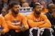 PHOENIX, AZ - JANUARY 22: (L-R) Markieff Morris #11 and Marcus Morris #15 of the Phoenix Suns on the bench during the NBA game against the Indiana Pacers at US Airways Center on January 22, 2014 in Phoenix, Arizona. The Suns defeated the Pacers 124-100.