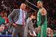 NEW YORK, NY - APRIL 20: Head Coach Doc Rivers of the Boston Celtics speaks with Paul Pierce #34 while playing against the New York Knicks in Game One of the Eastern Conference Quarterfinals during the 2013 NBA Playoffs on April 20, 2013 at Madison Square