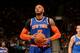 TORONTO, CANADA - April 11: Carmelo Anthony #7 of the New York Knicks attempts a free throw against the Toronto Raptors on April 11, 2014 at the Air Canada Centre in Toronto, Ontario, Canada. NOTE TO USER: User expressly acknowledges and agrees that, by