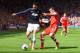 SOUTHAMPTON, ENGLAND - MAY 11: Chris Smalling (L) of Manchester United holds off Dejan Lovren (R) of Southampton during the Barclays Premier League match between Southampton and Manchester United at St Mary's Stadium on May 11, 2014 in Southampton, Engla