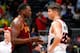 ATLANTA, GA - APRIL 04: Luol Deng #9 of the Cleveland Cavaliers converses with Kyle Korver #26 of the Atlanta Hawks after their 117-98 loss at Philips Arena on April 4, 2014 in Atlanta, Georgia. NOTE TO USER: User expressly acknowledges and agrees that,