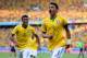 FORTALEZA, BRAZIL - JULY 04: Thiago Silva of Brazil (R) celebrates scoring his team's first goal during the 2014 FIFA World Cup Brazil Quarter Final match between Brazil and Colombia at Castelao on July 4, 2014 in Fortaleza, Brazil. (Photo by Jamie McDo