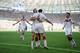 July 4, 2014; Rio De Janeiro, BRAZIL; Germany player Mats Hummels (5) is congratulated by teammates after scoring a goal against France during the quarterfinal match in the 2014 World Cup at Estadio Do Maracana. Mandatory Credit: Alain Mounic/Presse Spor