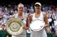 LONDON, ENGLAND - JULY 02: Petra Kvitova of the Czech Republic (L) and Maria Sharapova of Russia hold up their thropies after their Ladies' final round match on Day Twelve of the Wimbledon Lawn Tennis Championships at the All England Lawn Tennis and Croq