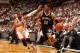 MIAMI, FL - May 8: Paul Pierce #34 of the Brooklyn Nets handles the ball against the Miami Heat in Game Two of the Eastern Conference Semifinals of the 2014 NBA playoffs at the American Airlines Arena in Miami, Florida on May 8, 2014. NOTE TO USER: User e
