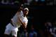 LONDON, ENGLAND - JULY 04: Roger Federer of Switzerland serves during the Gentlemen's Singles semi-final against Milos Raonic of Canada on day eleven of the Wimbledon Lawn Tennis Championships at the All England Lawn Tennis and Croquet Club on July 4, 20