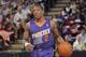 SACRAMENTO, CA - APRIL 16: Eric Bledsoe #2 of the Phoenix Suns brings the ball up the court against the Sacramento Kings on April16, 2014 at Sleep Train Arena in Sacramento, California. NOTE TO USER: User expressly acknowledges and agrees that, by downloa