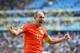 FORTALEZA, BRAZIL - JUNE 29: Arjen Robben of the Netherlands celebrates after defeating Mexico 2-1 during the 2014 FIFA World Cup Brazil Round of 16 match between Netherlands and Mexico at Castelao on June 29, 2014 in Fortaleza, Brazil. (Photo by Laurenc