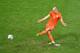 SALVADOR, BRAZIL - JULY 05: Arjen Robben of the Netherlands shoots and scores a goal in a penalty shootout during the 2014 FIFA World Cup Brazil Quarter Final match between the Netherlands and Costa Rica at Arena Fonte Nova on July 5, 2014 in Salvador, B
