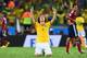 FORTALEZA, BRAZIL - JULY 04: David Luiz of Brazil celebrates after defeating Colombia 2-1 during the 2014 FIFA World Cup Brazil Quarter Final match between Brazil and Colombia at Castelao on July 4, 2014 in Fortaleza, Brazil. (Photo by Jamie McDonald/Get