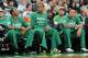 BOSTON, MA - APRIL 16: Rajon Rondo #9 of the Boston Celtics looks on from the bench during the game against the Washington Wizards on April 16, 2014 at the TD Garden in Boston, Massachusetts. NOTE TO USER: User expressly acknowledges and agrees that, by