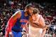 HOUSTON, TX - MARCH 1: Greg Monroe #10 of the Detroit Pistons battles for position against Omer Asik #3 of the Houston Rockets on March 1, 2014 at the Toyota Center in Houston, Texas. NOTE TO USER: User expressly acknowledges and agrees that, by download