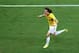 FORTALEZA, BRAZIL - JULY 04: David Luiz of Brazil celebrates scoring his team's second goal on a free kick during the 2014 FIFA World Cup Brazil Quarter Final match between Brazil and Colombia at Castelao on July 4, 2014 in Fortaleza, Brazil. (Photo by