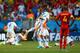 BRASILIA, BRAZIL - JULY 05: Lionel Messi of Argentina is picked up by teammate Sergio Aguero as Vincent Kompany of Belgium looks on after Argentina's 1-0 win during the 2014 FIFA World Cup Brazil Quarter Final match between Argentina and Belgium at Estadi
