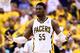 INDIANAPOLIS, IN - MAY 28: Roy Hibbert #55 of the Indiana Pacers reacts against the Miami Heat during Game Five of the Eastern Conference Finals of the 2014 NBA Playoffs at Bankers Life Fieldhouse on May 28, 2014 in Indianapolis, Indiana. NOTE TO USER: U