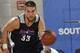 ORLANDO, FL - JULY 7: Mitch McGary #33 of the Oklahoma City Thunder drives against the Brooklyn Nets on July 7, 2014 at Amway Center in Orlando, Florida. NOTE TO USER: User expressly acknowledges and agrees that, by downloading and or using this photograp