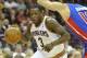 Apr 9, 2014; Cleveland, OH, USA; Cleveland Cavaliers guard Dion Waiters (3) drives against Detroit Pistons forward Luigi Datome (13) in the fourth quarter at Quicken Loans Arena. Mandatory Credit: David Richard-USA TODAY Sports