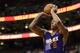 Jan 27, 2014; Philadelphia, PA, USA; Phoenix Suns forward Channing Frye (8) shoots the ball during the first quarter against the Philadelphia 76ers at the Wells Fargo Center. The Suns defeated the Sixers 124-113. Mandatory Credit: Howard Smith-USA TODAY S