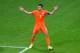SALVADOR, BRAZIL - JULY 05: Robin van Persie of the Netherlands reacts during the 2014 FIFA World Cup Brazil Quarter Final match between the Netherlands and Costa Rica at Arena Fonte Nova on July 5, 2014 in Salvador, Brazil. (Photo by Laurence Griffiths/