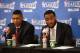 CHICAGO, IL - APRIL 29: Bradley Beal #3 and John Wall #2 of the Washington Wizards address the media after Game 5 of the Eastern Conference Quarterfinals against the Chicago Bulls in the 2014 NBA Playoffs on April 29, 2014 at the United Center in Chicago,