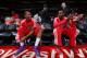 WASHINGTON, DC - JANUARY 20: Bradley Beal #3 and John Wall #2 of the Washington Wizards wait for pre-game announcements against the Philadelphia 76ers during the game at the Verizon Center on January 20, 2014 in Washington, DC. NOTE TO USER: User expressl