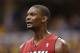 May 18, 2014; Indianapolis, IN, USA; Miami Heat center Chris Bosh (1) is after being called for a foul when playing against the Indiana Pacers in game one of the Eastern Conference Finals of the 2014 NBA Playoffs at Bankers Life Fieldhouse. Indiana defeat