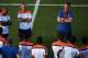 RIO DE JANEIRO, BRAZIL - JULY 06: Head coach Louis van Gaal speaks to his team during the Netherlands training session at the 2014 FIFA World Cup Brazil held at the Estadio Jose Bastos Padilha Gavea on July 6, 2014 in Rio de Janeiro, Brazil. The Netherl