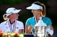 PINEHURST, NC - JUNE 22: (L-R) Stacy Lewis of the United States talks to Michelle Wie of the United States after Wie won the 69th U.S. Women's Open at Pinehurst Resort & Country Club, Course No. 2 on June 22, 2014 in Pinehurst, North Carolina. (Photo by
