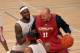 SHANGHAI, CHINA - OCTOBER 15: Zydrunas Ilgauskas of the Cleveland Cavaliers moves the ball around LeBron James (L) during practice as part of the 2007 NBA China Games on October 15, 2007 at Lu Wan Stadium in Shanghai, China. NOTE TO USER: User expressly a