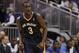Nov 1, 2013; Orlando, FL, USA; New Orleans Pelicans shooting guard Anthony Morrow (3) reacts after he made a three pointer against the Orlando Magic during the second quarter at Amway Center. Mandatory Credit: Kim Klement-USA TODAY Sports