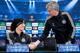 MADRID, SPAIN - APRIL 21: Head coach Jose Mourinho (R) of Chelsea FC shakes hands with player David Luiz (L) after his press conference the day before the UEFA Champions League Semifinal first leg match between Club Atletico de Madrid and Chelsea FC at V