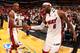 MIAMI, FL - May 24: Ray Allen #34 and LeBron James #6 of the Miami Heatcelebrate after the game against the Indiana Pacers in Game Three of the Eastern Conference Finals during the 2014 NBA playoffs at the American Airlines Arena in Miami, Florida on May