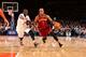NEW YORK, NY - MARCH 23: Jarrett Jack #1 of the Cleveland Cavaliers drives against the New York Knicks at Madison Square Garden in New York City. NOTE TO USER: User expressly acknowledges and agrees that, by downloading and or using this photograph, User