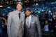 BROOKLYN, NY - JUNE 26: Dante Exum poses with Trey Burke of the Utah Jazz after being selected number five overall by the Utah Jazz during the 2014 NBA Draft on June 26, 2014 at Barclays Center in Brooklyn, New York. NOTE TO USER: User expressly acknowled