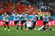 SAO PAULO, BRAZIL - JULY 09: Lionel Messi, Pablo Zabaleta, Martin Demichelis, Marcos Rojo, Lucas Biglia, Javier Mascherano, Rodrigo Palacio and Ezequiel Garay of Argentina celebrate defeating the Netherlands in a shootout during the 2014 FIFA World Cup B