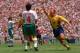 16 JUL 1994: TOMAS BROLIN OF SWEDEN CELEBRATES AFTER SCORING THE OPENING GOAL AGAINST BULGARIA 1994 WORLD CUP FINALS THIRD AND FOURTH PLAYOFF MATCH AT THE ROSE BOWL STADIUM IN PASADENA, CALIFORNIA. Mandatory Credit: Allsport/ALLSPORT