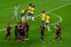 BELO HORIZONTE, BRAZIL - JULY 08: Sami Khedira of Germany celebrates with his team-mates after scoring their fifth goal during the 2014 FIFA World Cup Brazil Semi Final match between Brazil and Germany at Estadio Mineirao on July 8, 2014 in Belo Horizont