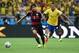 July 8, 2014; Belo Horizonte, BRAZIL; Germany player Sami Khedira (left) battles for the ball with Brazil player Luiz Gustavo during the semifinal match in the 2014 World Cup at Mineirao Stadium. Mandatory Credit: Tim Groothuis/Witters Sport via USA TODA